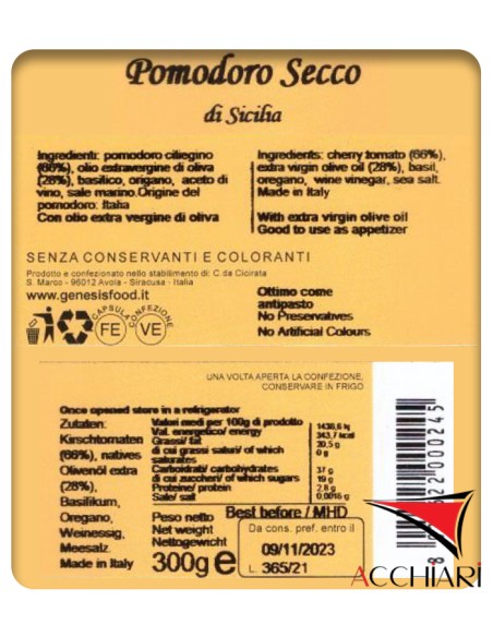 Tomate Seco en Aceite 300 gr Génesis