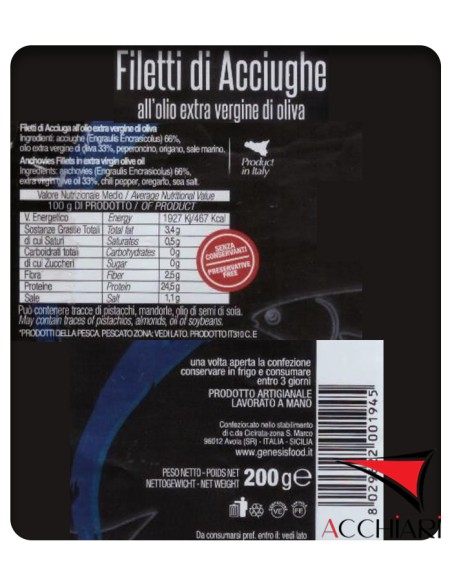 Sicilian anchovies 200 gr Genesis