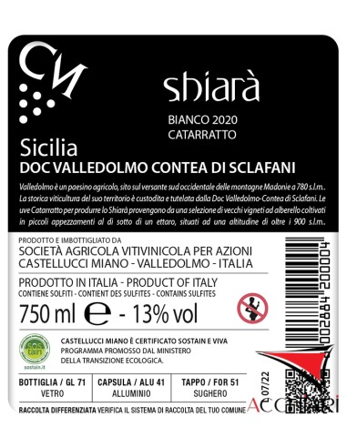 Shiarà DOC Valledolmo Catarratto 75 cl Castellucci Miano