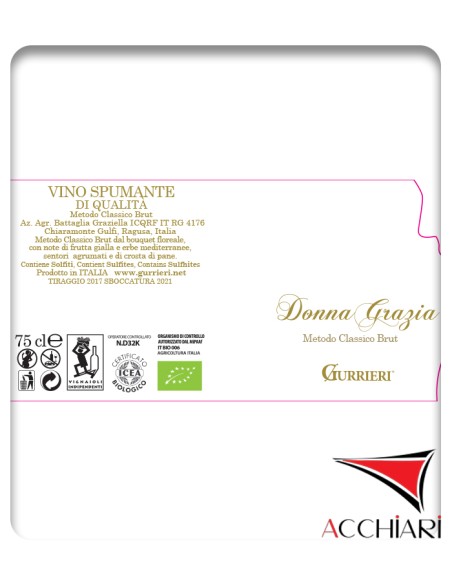 Donna Grazia Sparkling Wine Classic Method Brut Organic 75 cl