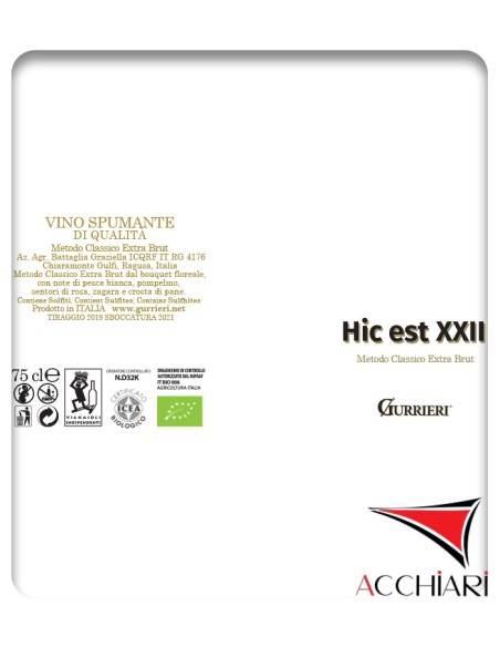 Hic Est XXII Méthode Classique Vin Mousseux Extra Brut Bio 75