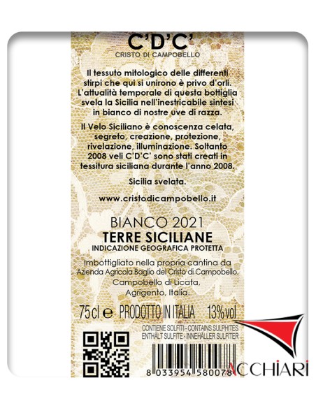 C'D'C' Cristo di Campobello Bianco Terre Siciliane IGP 75 cl