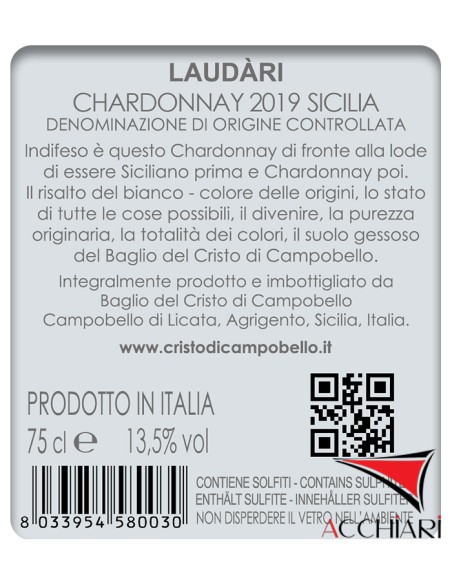 Laudàri Chardonnay DOC Sicilia 75 cl Baglio del Cristo di