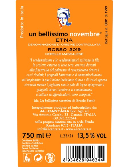 Un bel Etna de novembre DOC 75 cl Al Cantàra