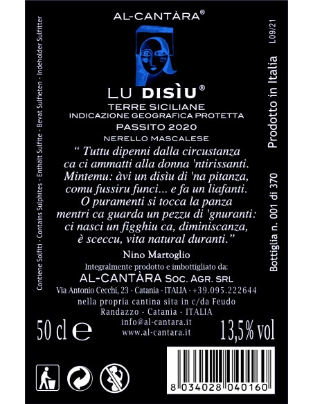 Lu Disiu IGP Terre siciliane 50 cl Al Cantàra