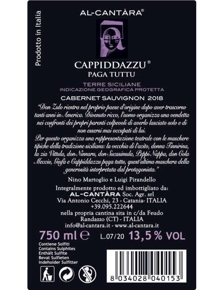 Cappiddazzu paga toda la IGP Terre Siciliane 75 cl Al Cantàra