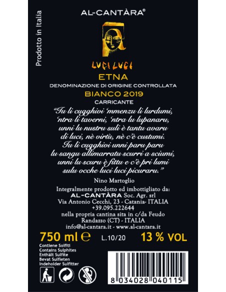 Luci Luci Etna DOC 75 cl Al Cantàra