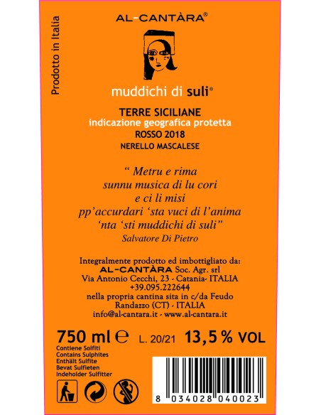 Muddichi di Suli IGP Terre Siciliane 75 cl Al Cantàra