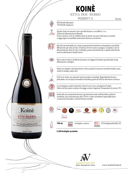 Koiné Etna DOC Rosso Riserva 75 cl Antichi Vinai