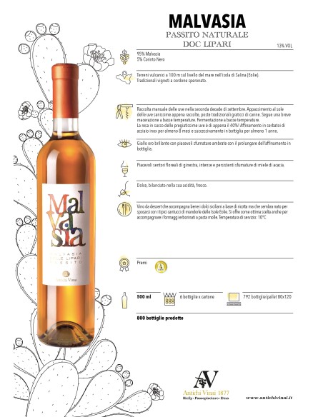 Malvasia delle Lipari DOC Passito Naturale 50 cl Antichi Vinai