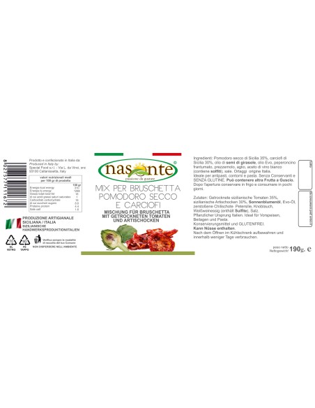 Mix bruschetta pomodoro secco e carciofi 190 gr Nasonte