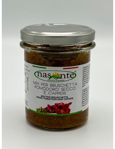 Mélange pour bruschetta tomates séchées et câpres 190 gr Nasonte