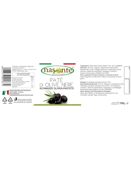 Black Olive Paté 190 gr Nasonte