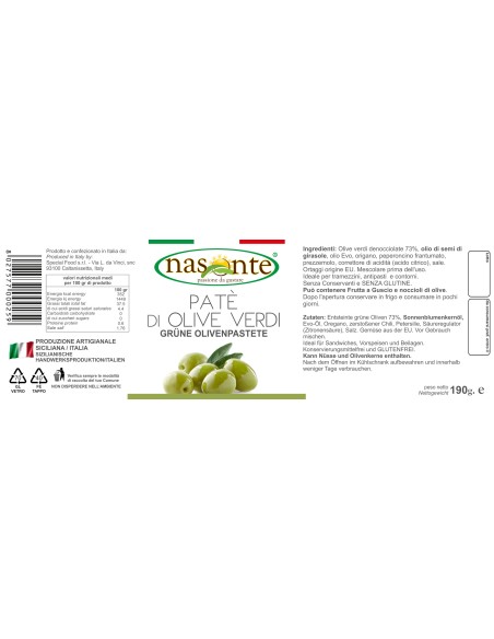 Pâté d'Olives Vertes 190 gr Nasonte