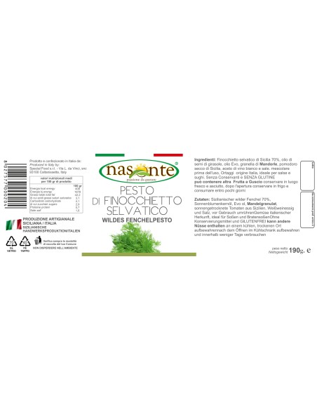 Fennel Pesto 190 gr Nasonte