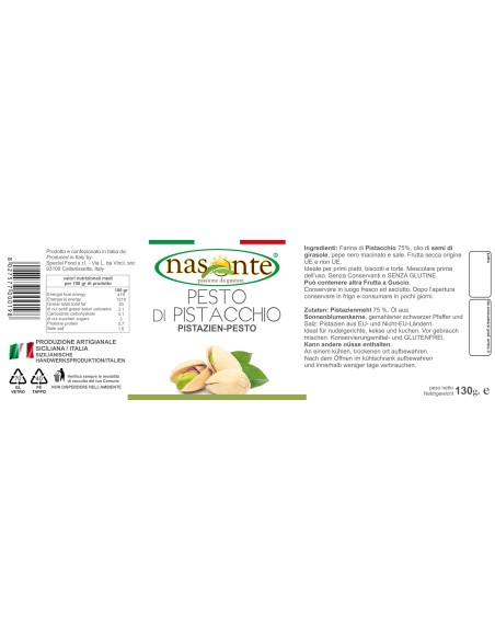 Pesto de pistaches 130 gr Nasonte