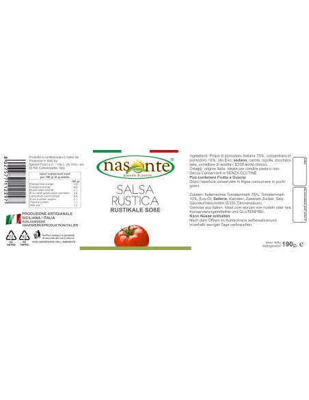 Sauce Rustique 190 gr Nasonte