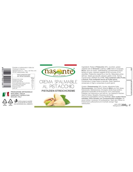 Crema Untable De Pistacho 200 gr Nasonte