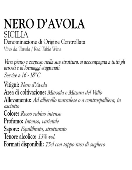 Nero d'Avola Nearì DOC Sicile 75 cl Baglio Baiata Alagna