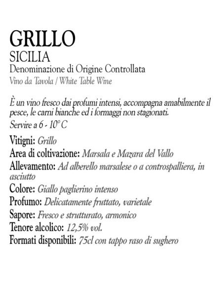 Grillo Griarì DOC Sicile 75 cl Baglio Baiata Alagna