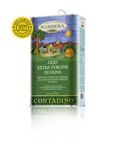 CONTADINO BARBERA 100 % italienisches ungefiltertes EVO-Öl 3 lt