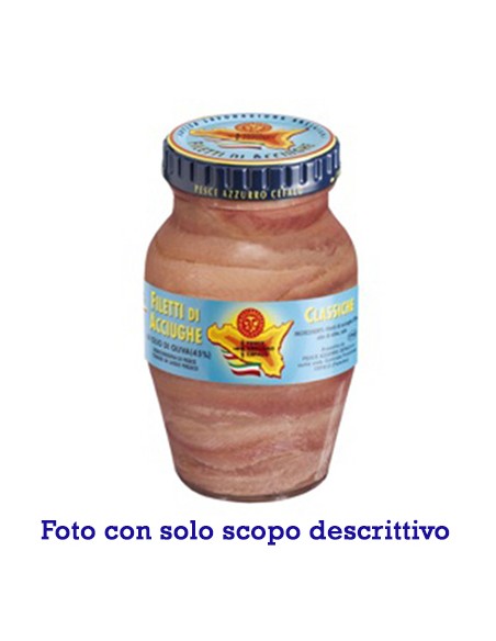 Anchovy fillets in olive oil 220 g jar Pesce Azzurro