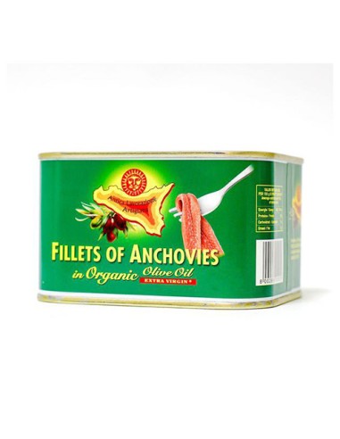 Anchovy fillets in organic extra virgin olive oil 700g can