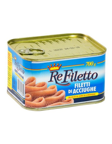 Filetti di acciughe in olio di semi latta 700 gr Pesce Azzurro