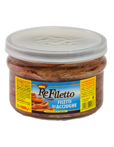 Filetti di acciughe in olio di semi prodotto in Sicilia 1,5 kg