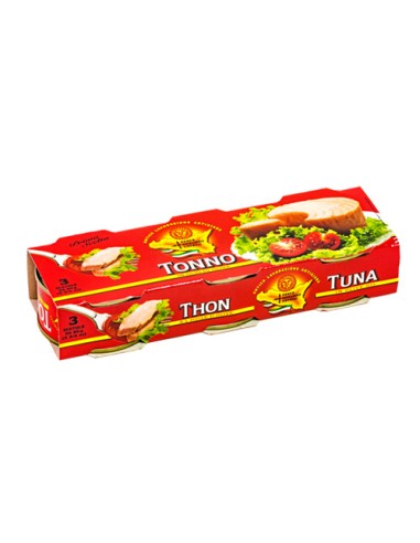 Tuna in olive oil pack. 3 x 80 g cans of Pesce Azzurro