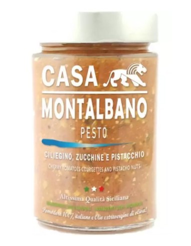 Pesto de cerezas, calabacín y pistachos 200 gr Casa Montalbano