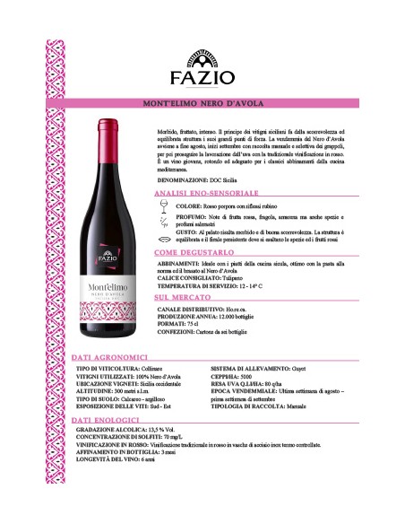 Mont'Elimo Nero d'Avola 75 cl Fazio