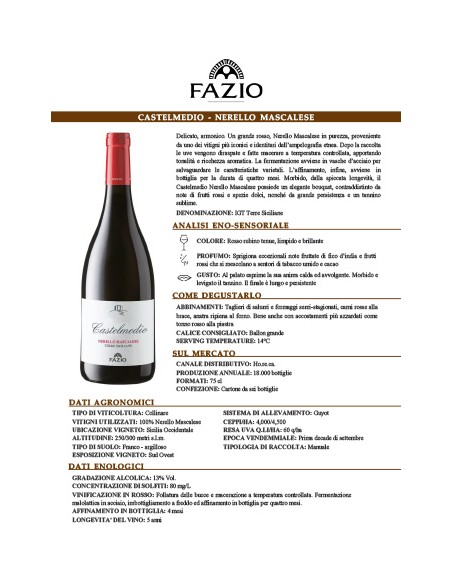 I Classici Castelmedio Nerello Mascalese 75 cl Fazio