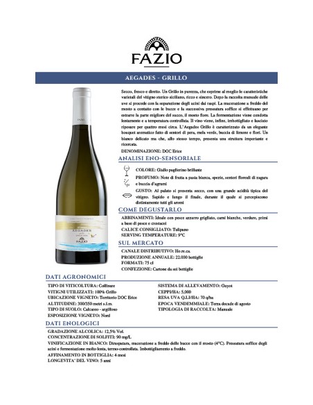 Aegades Grillo DOC Erice 75 cl Fazio