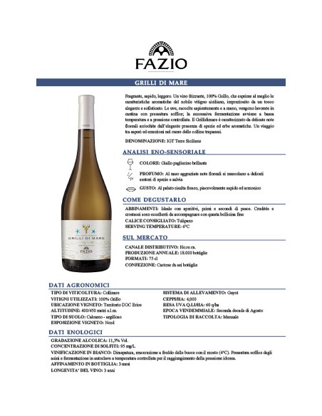 Grillons de Mer 100% Grillo 75 cl Fazio