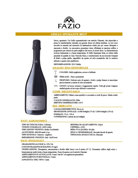 Grillo Spumante Brut 75 cl Fazio