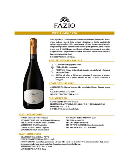 Petali Sweet Moscato 75 cl Fazio