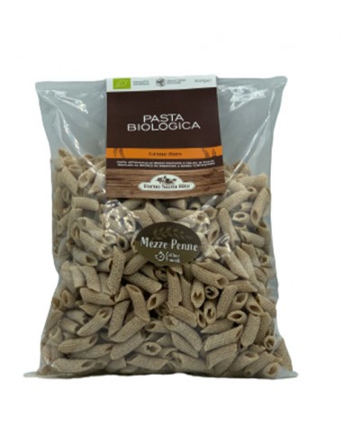 Mezze Penne Organic wholemeal durum wheat semolina pasta 500 gr