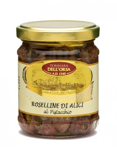 Anchovy roses with pistachio in olive oil F.lli Mattina & C.