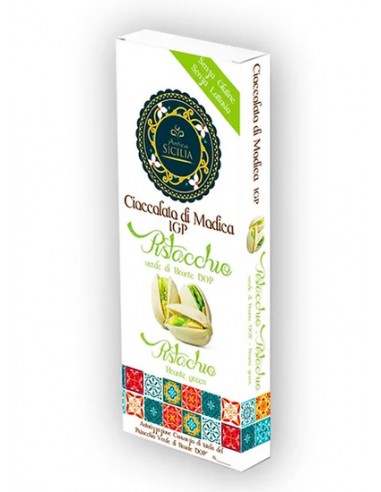 Modica PGI Chocolate with Bronte PDO Green Pistachio 100g