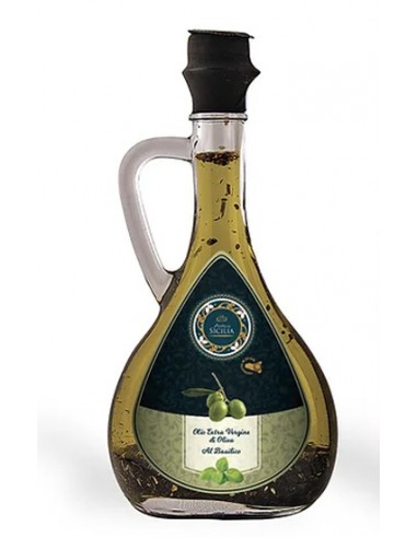 EVO oil with basil bottle with handle 10 cl Antica Sicilia