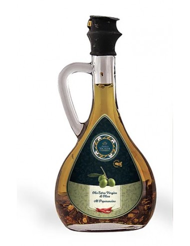 Chili-Pfeffer-EVO-Ölflasche mit Henkel 10 cl Antica Sicilia