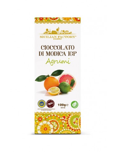 Modica Chocolat IGP Agrumes 100 gr Usine Sicilienne