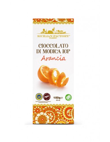 Modica Chocolat IGP Orange 100 gr Usine Sicilienne