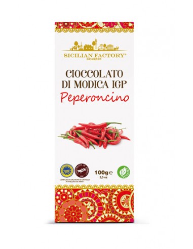 Modica IGP Chocolate Chili Pepper 100 gr Fábrica Siciliana