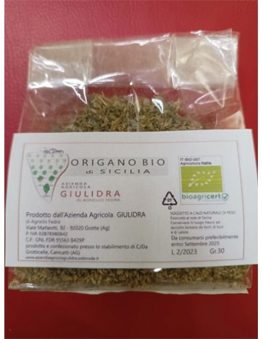 Orégano siciliano ecológico sin cáscara 30 gr Giulidra