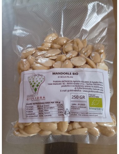 Organic Sicilian peeled almonds 250 gr Giulidra