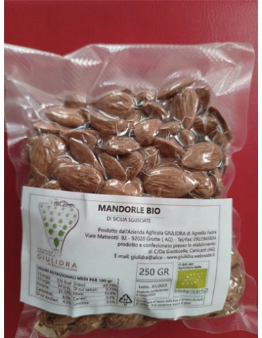 Organic Sicilian shelled almonds 250 gr Giulidra