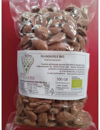 Organic Sicilian shelled almonds 500 gr Giulidra