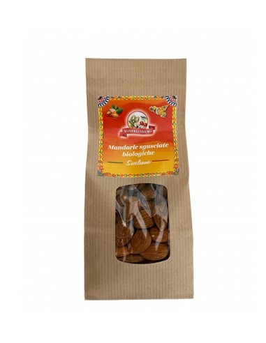 Organic shelled almonds 200 g in fenestrated paper bag